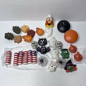 VTG Lot of 30 Pumpkin Leaves Cat Witch Web Gurley GANZ Novelty Halloween Candles